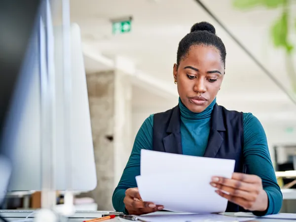 Woman reading document