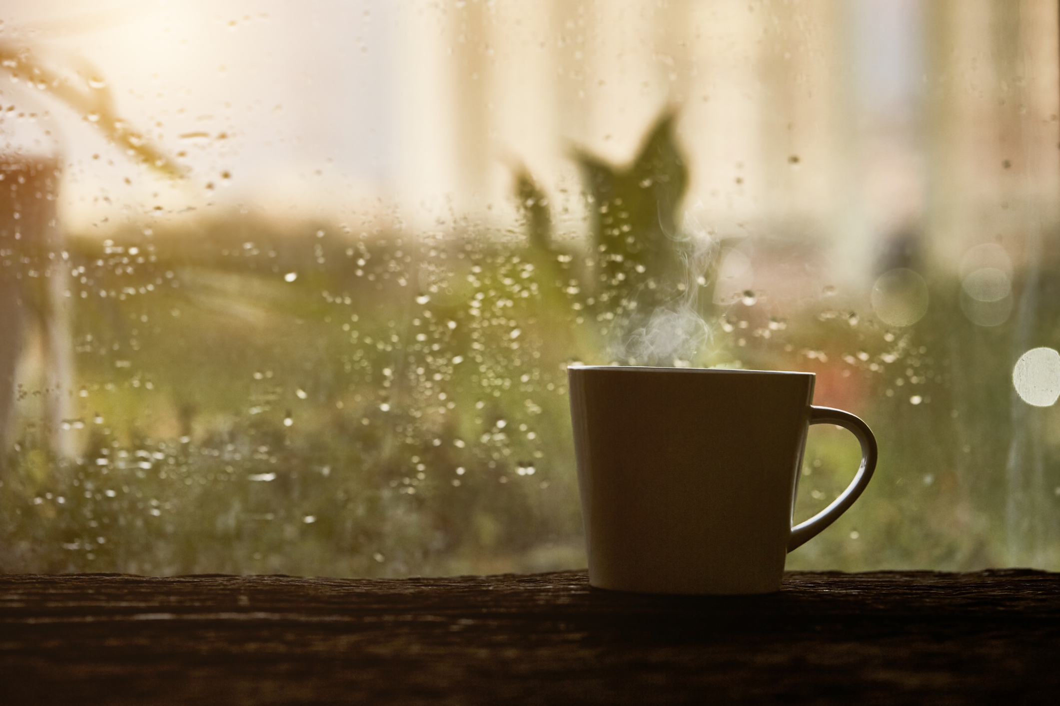 En kop kaffe foran vindue