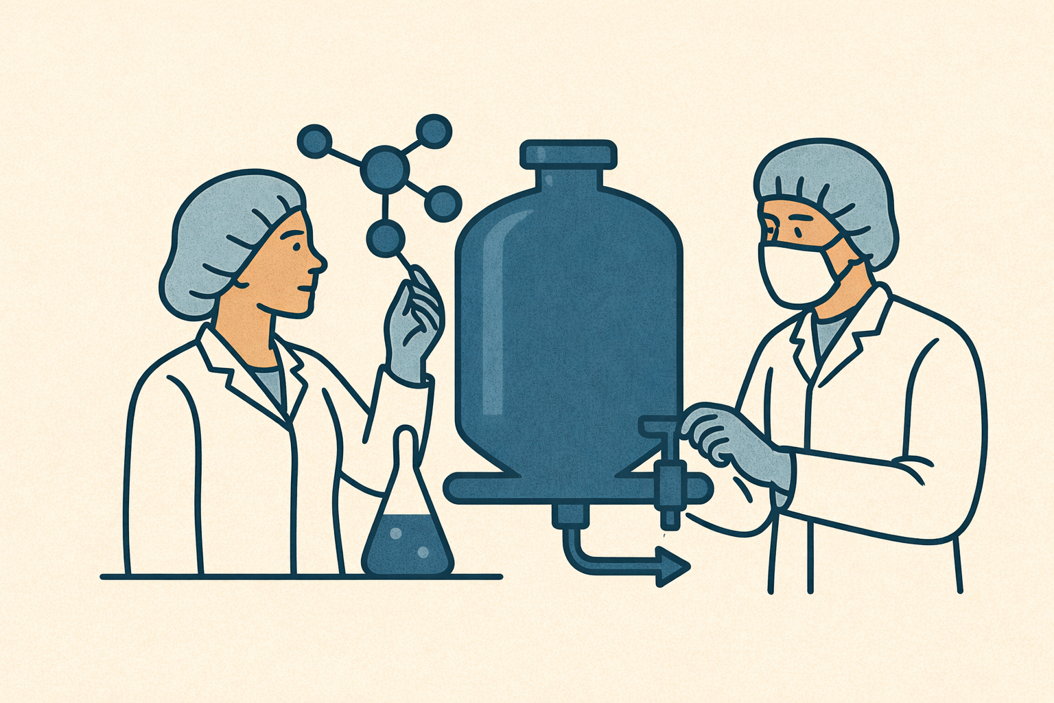 Illustration af fremstilling af API