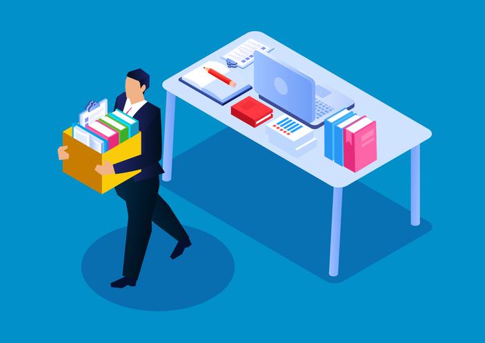 Illustration of man being laid off 