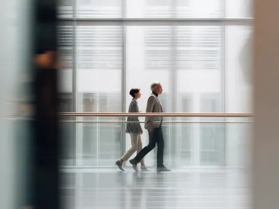 Colleagues walking