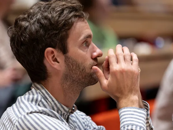 Man looking at a presentation